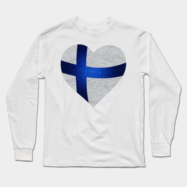 Suomi Finland heart shaped flag Long Sleeve T-Shirt by Purrfect